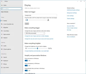 Use Ease of Access Settings