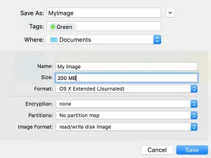 Create disk image on Mac