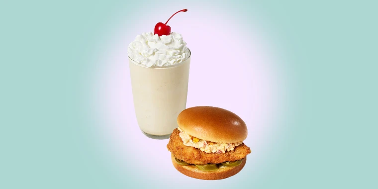 Honey Pepper Pimento Sandwich and Caramel Crumble Shake