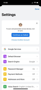 Default Google Account