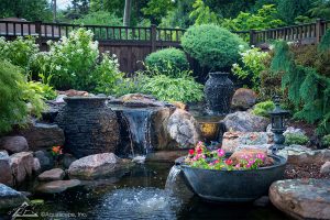 fountain in backyard