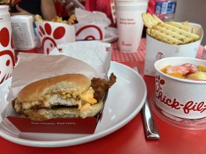 Honey Pepper Pimento Sandwich and Caramel Crumble Shake