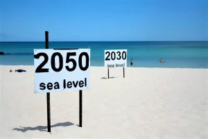 Rising sea levels.Climate change