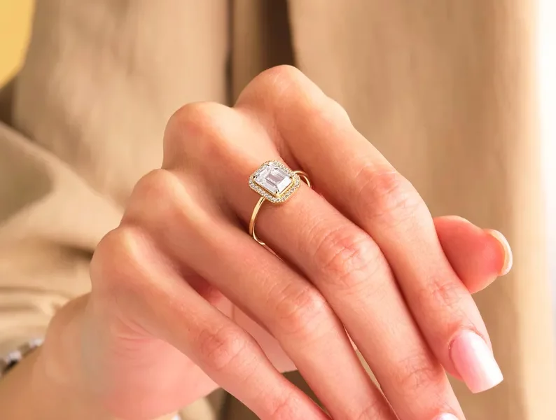Emerald cut engagement ring