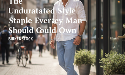 Men’s Birkenstock sandals displayed as a timeless style staple with the title text ‘The Underrated Style Staple Every Man Should Own’.