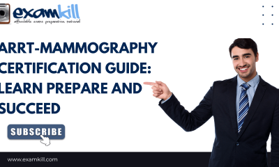 Technologist performing mammogram for ARRT-Mammography training.