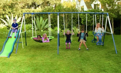 Multi-Colored Swing and Triple Slide Play Structure Riyadh | Ideal Garden Playset